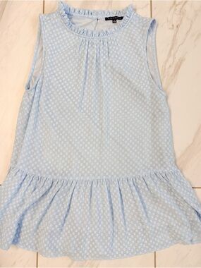 Staccato Light Blue Sleeveless Ruffled Peplum Blouse